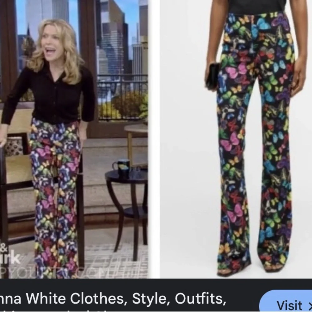 Alice + Olivia Teeny Rainbow Butterfly Print Flare Bell Bottom Pants Size 4 - Picture 2 of 16